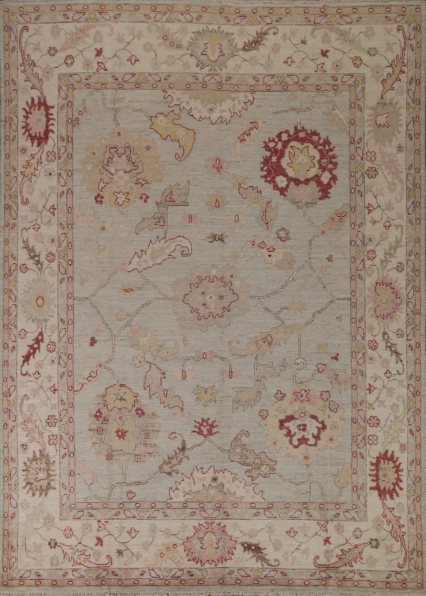 Vegetable Dye Oushak Turkish Area Rug 8x9