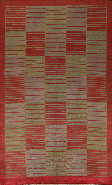 Checkered Gabbeh Kashkoli Wool Area Rug 6x9