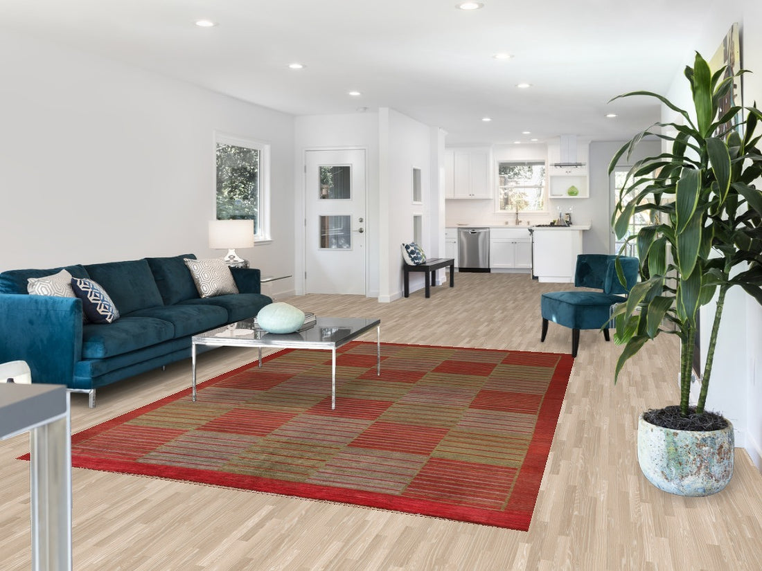Checkered Gabbeh Kashkoli Wool Area Rug 6x9