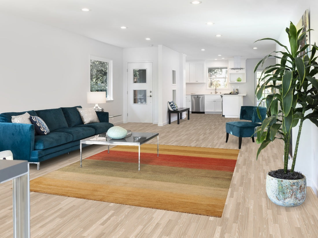 Striped Gabbeh Kashkoli Modern Area Rug 7x8