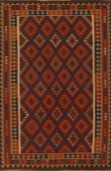 Hand-Woven Wool Kilim Oriental Area Rug 7x10