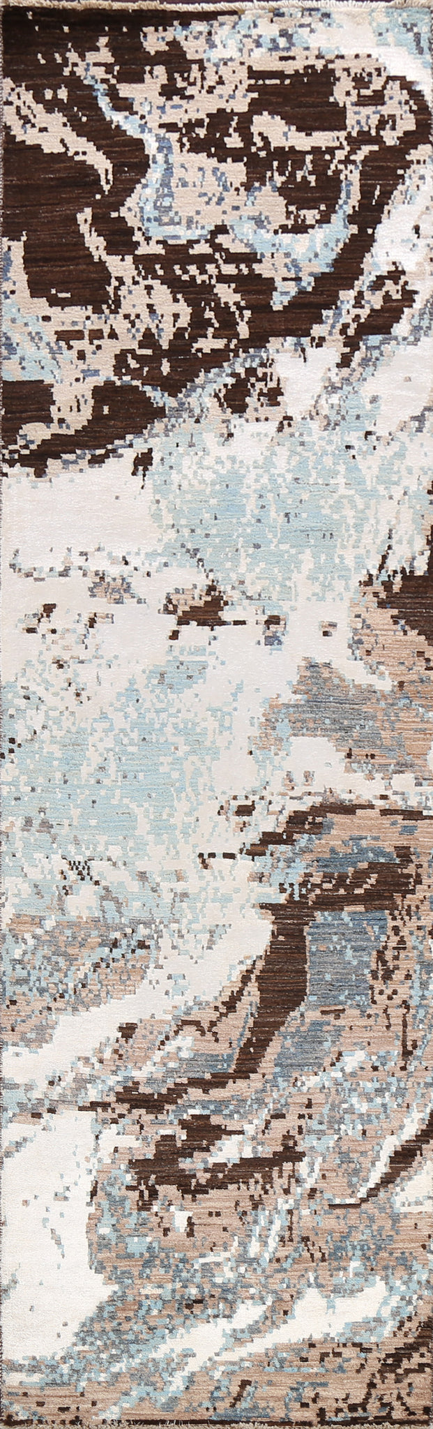 Vegetable Dye Modern Abstract Oriental Runner Rug 3x10