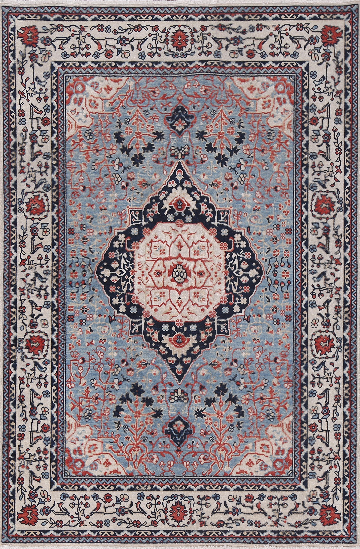 Handmade Kashan Mohtasham Turkish Wool Rug 4x6